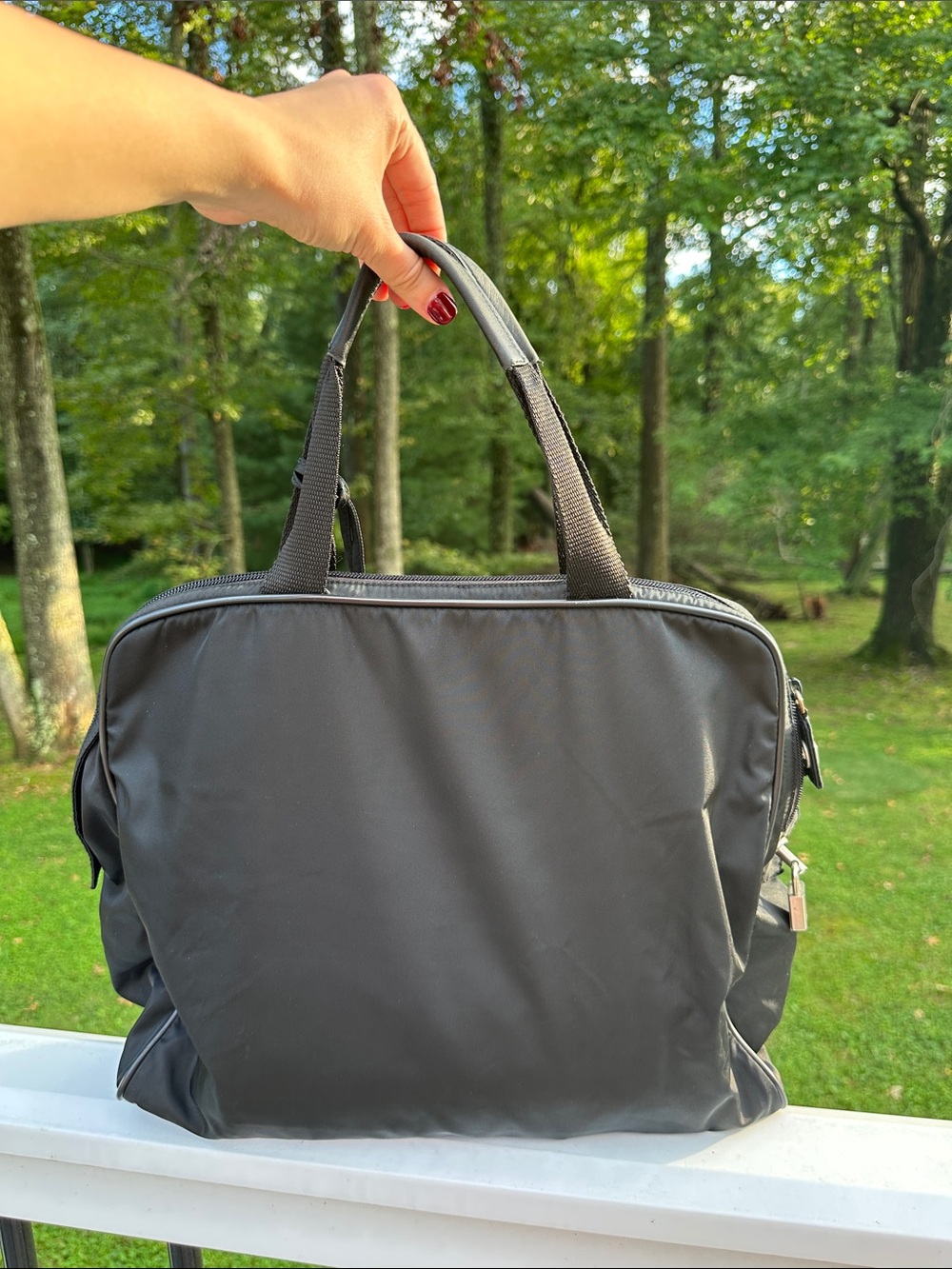 PRADA Tessuto Nylon Black Business Tote Bag Authentic with Silver Hardware - Picture 8 of 16